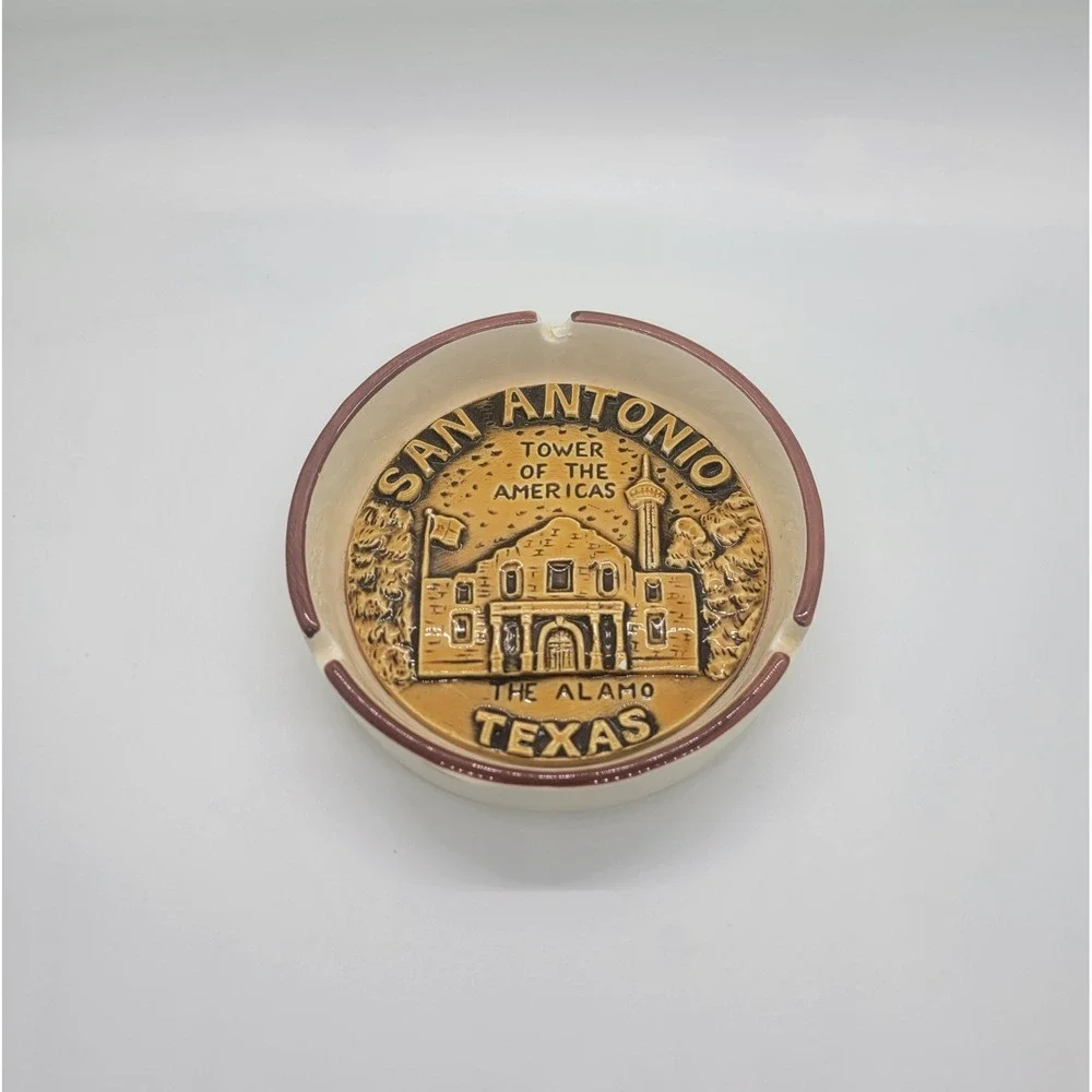 Vintage San Antonio Texas Ashtray Alamo & Tower of the Americas Japan Made 4.5" - Picture 2 of 7